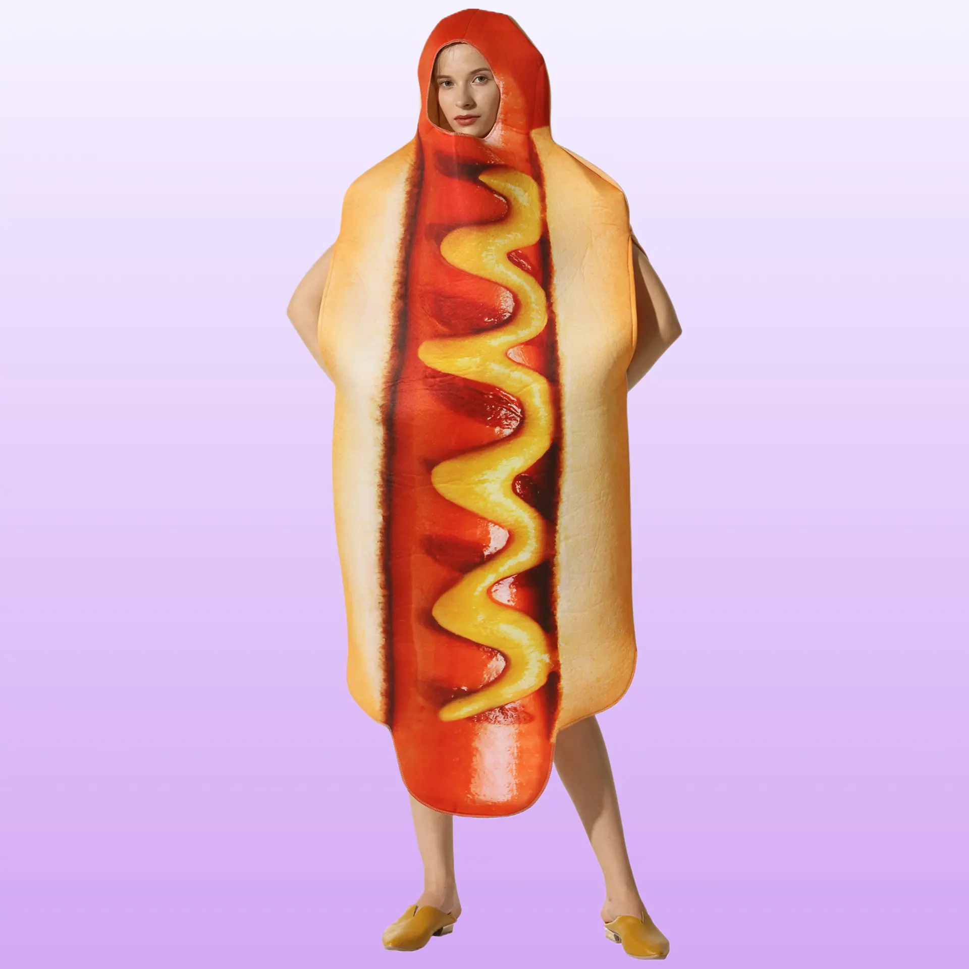 Halloween Party Hot Dog Cosplay Jumpsuit Outfit Stage Performance One‑Piece Costume, Fabric, Outdoor