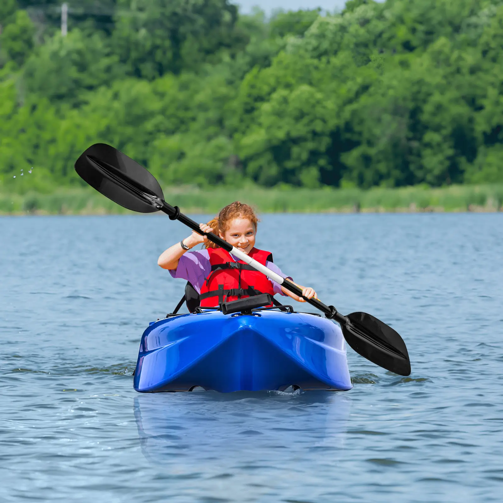 Kids' 6ft Sit-On-Top Kayak for Kayaking, 88 lb Capacity, LLDPE Construction, Includes Paddle, Ages 5-12, Water Sports Boating Gear