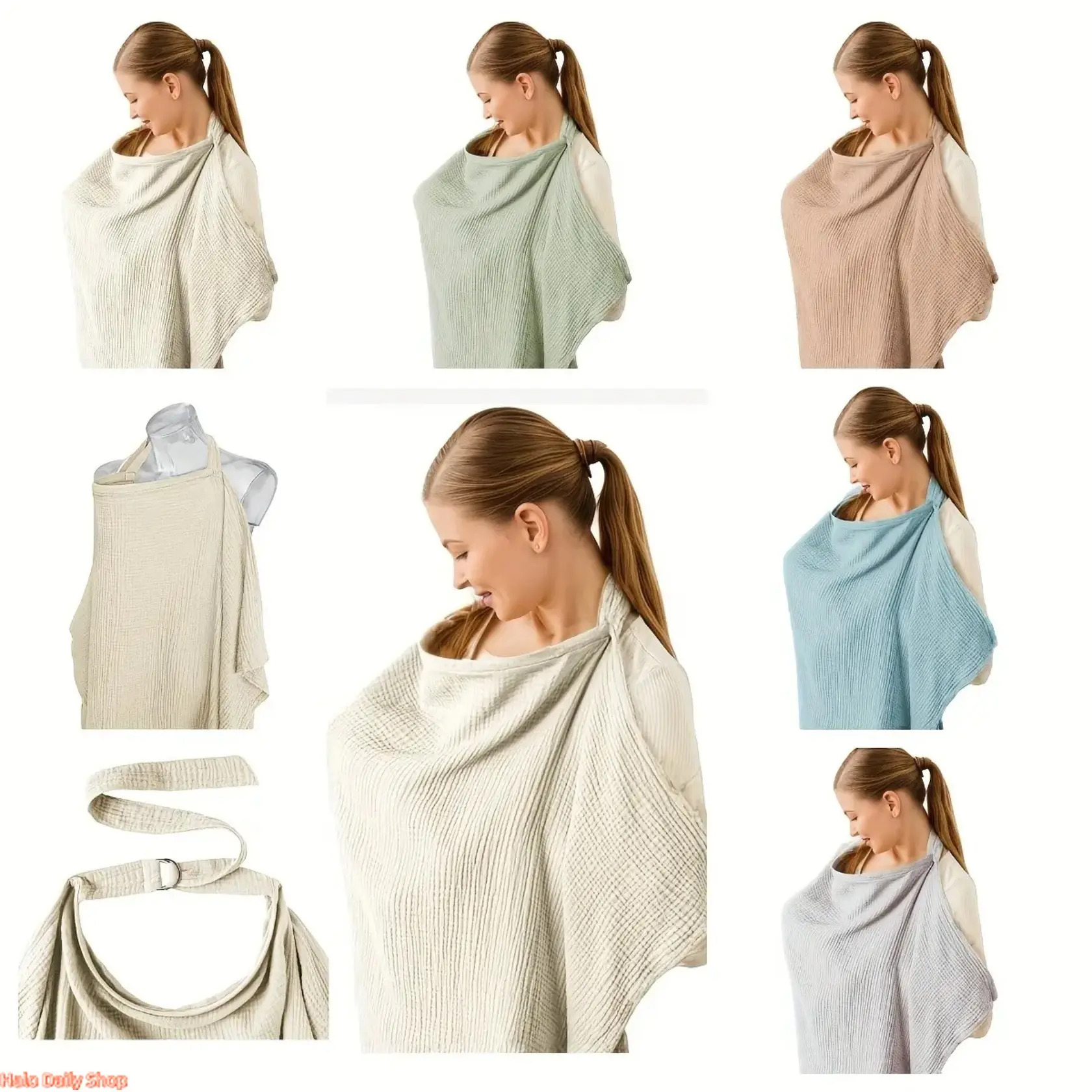 Plain Breathable Shawl-Shape Nursing Cover - Lightweight Privacy Wrap, Safe Materials, Quick Drape & Go Design for Adults, Polyester Nursing Accessories