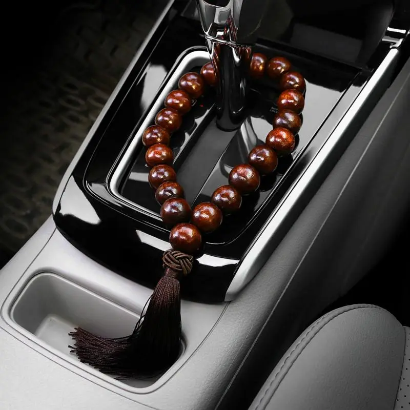 Wooden Buddha Beads Automotive Interior Decoration - Rearview Mirror Pendant, Car Stall Trim, Beautiful Appearance, Fine Work, Great Gift for Car Enthusiasts, Friends, Natural Look