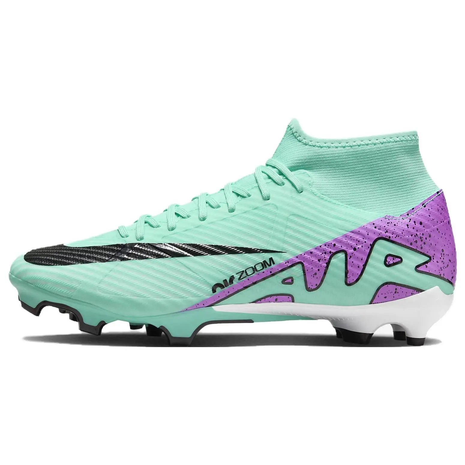 Nike Mercurial Superfly 9 MG Soccer Cleats for Men and Women – Round-Toe Lace-Up with Rubber Short Studs, Green and Purple Verifiable, with credentials and supporting global authentication