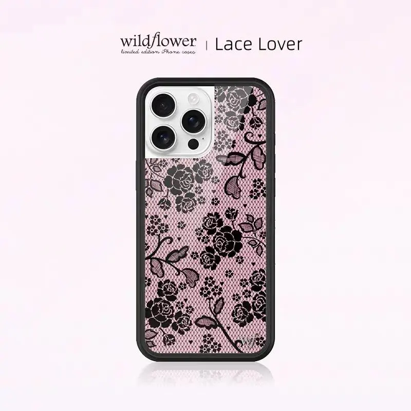 Wildflower Lace Lover 3D rivets Phone Case for iPhone 16 15 14 Plus 13 12 17 Pro Max Air 17Pro WF Flowers Wild Rose Floral Cover Protection Protective