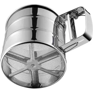 Flour Sifter, Stainless Steel Sifter for Baking, Double Layer Fine Mesh Baking Sifter, One Hand Press Crank Sifter for Powdered Sugar Shaker Duster, Flour Sieve Sifter for Baking Cakes