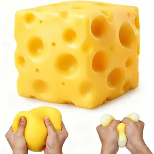 3.9inch Cheese Squishy Toy, Slow Rising Big Squishy Cheese Dumpling Squeeze Toy, Taba Squishies Stress Balls Relief Fidget Sensory Gifts Party Favors for Kids Adults