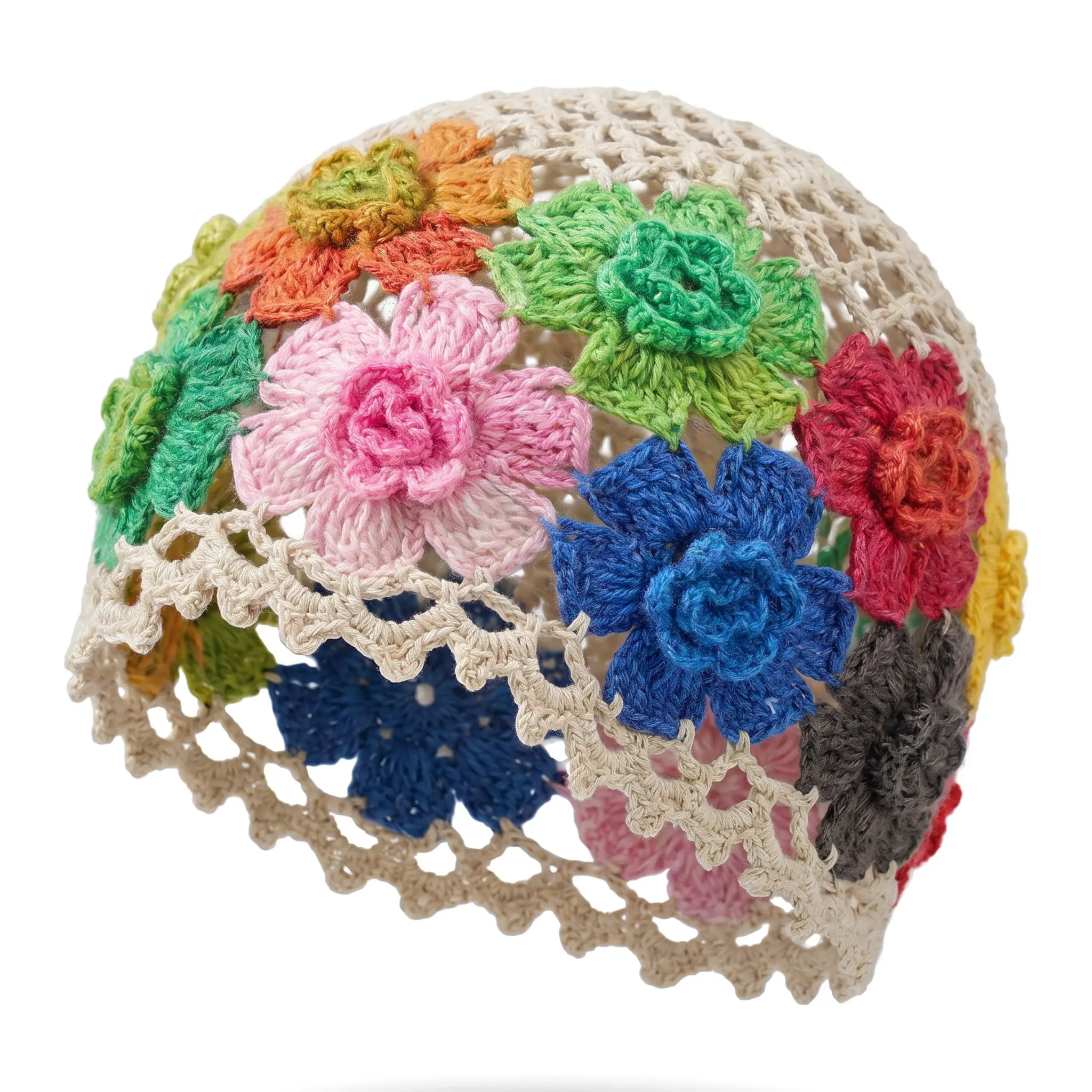 Hand Crocheted Beanie Hat For Women Spring Autumn Sun Protection Breathable Warm Knit Hat Casual Versatile Hollow Out Yarn Cap Office Elegant