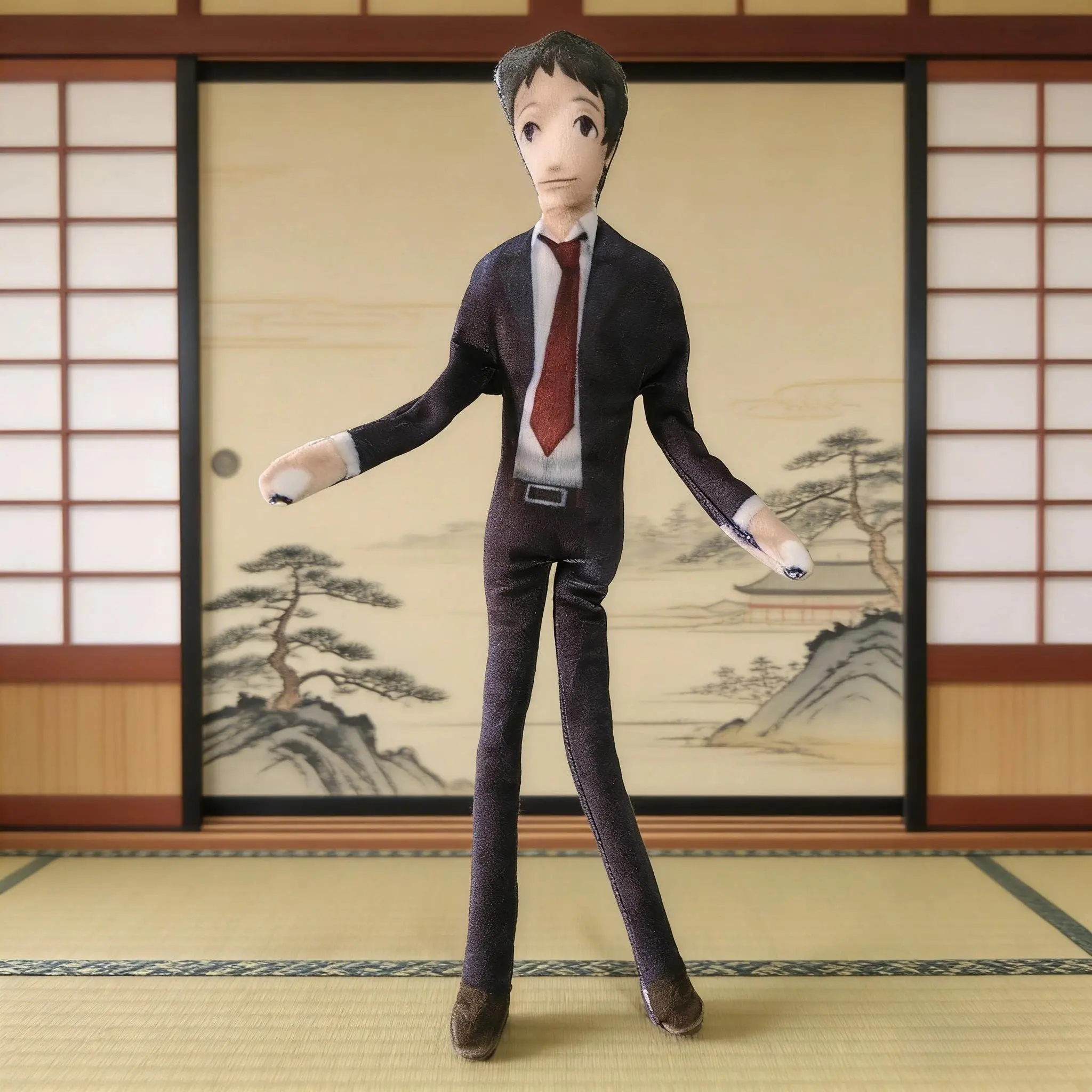 28cm Persona Tohru Adachi Poseable Stuffed Animal with Skeleton Anime Game Collectible Doll Kawaii Cartoon Soft Toy for Room