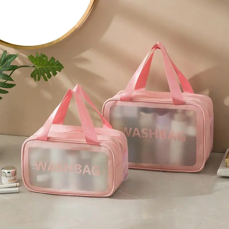 Wet Dry Separation Travel Toiletry Bag for Women, Waterproof Makeup Organizer with Clear Window, Portable Cosmetic Storage Pouch, Travel Essentials for Gym, Vacation, Beach, Camping and Daily Use