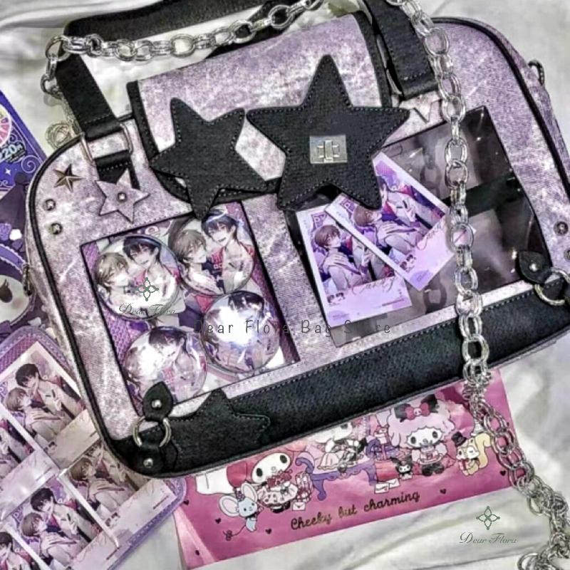 Y2K Trendy Star Ita Bag Lolita Girl Transparent Pocket Women's DIY Display Shoulder Bag Fashion Crossbody Bag Cute Purse Handbag