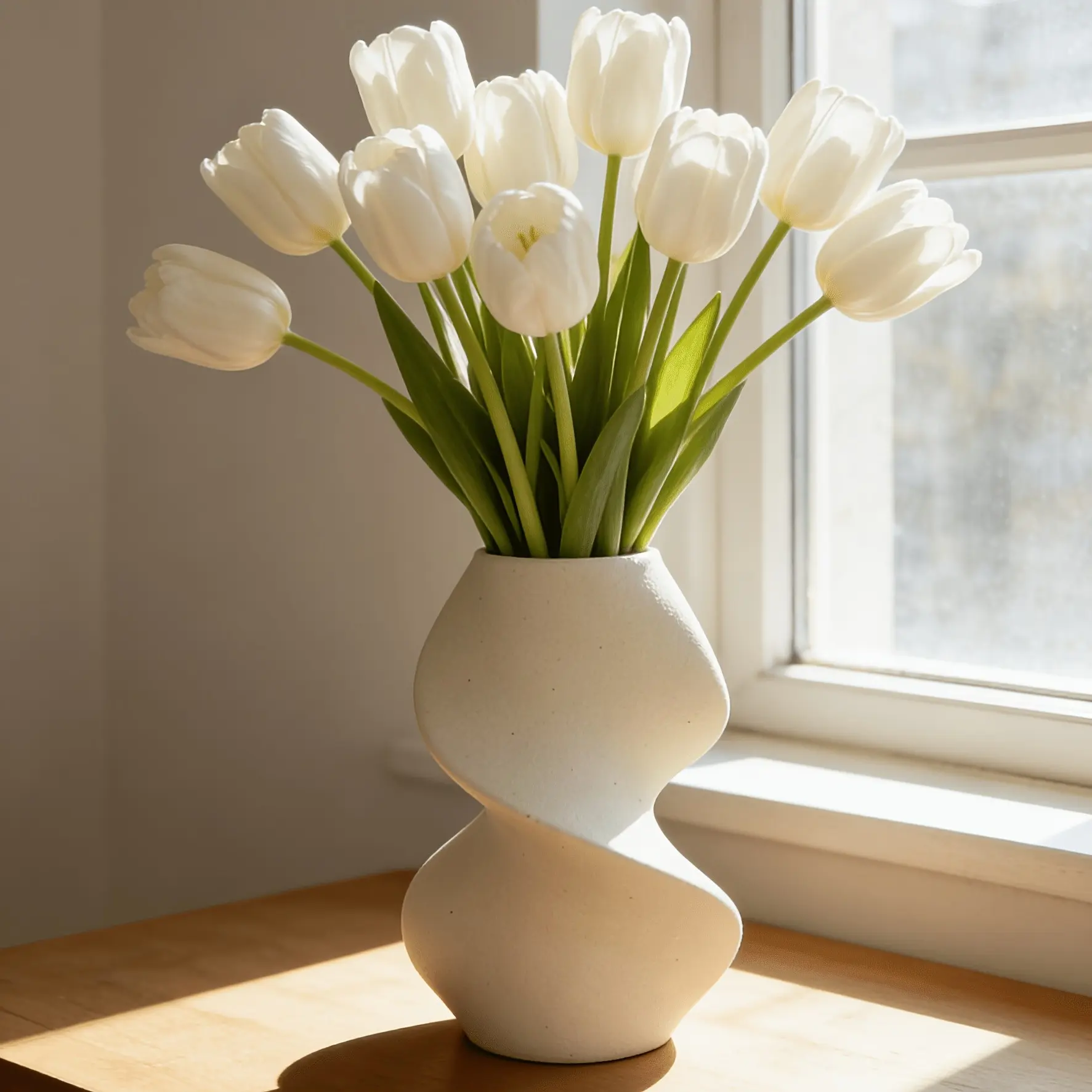 Nordic Style Creative Twisted Ceramic Vase, Modern Minimalist Art Flower Arrangement, Unique Home Decor Piece, Contemporary Design, Home Decorative Vase, Vases Home Decor