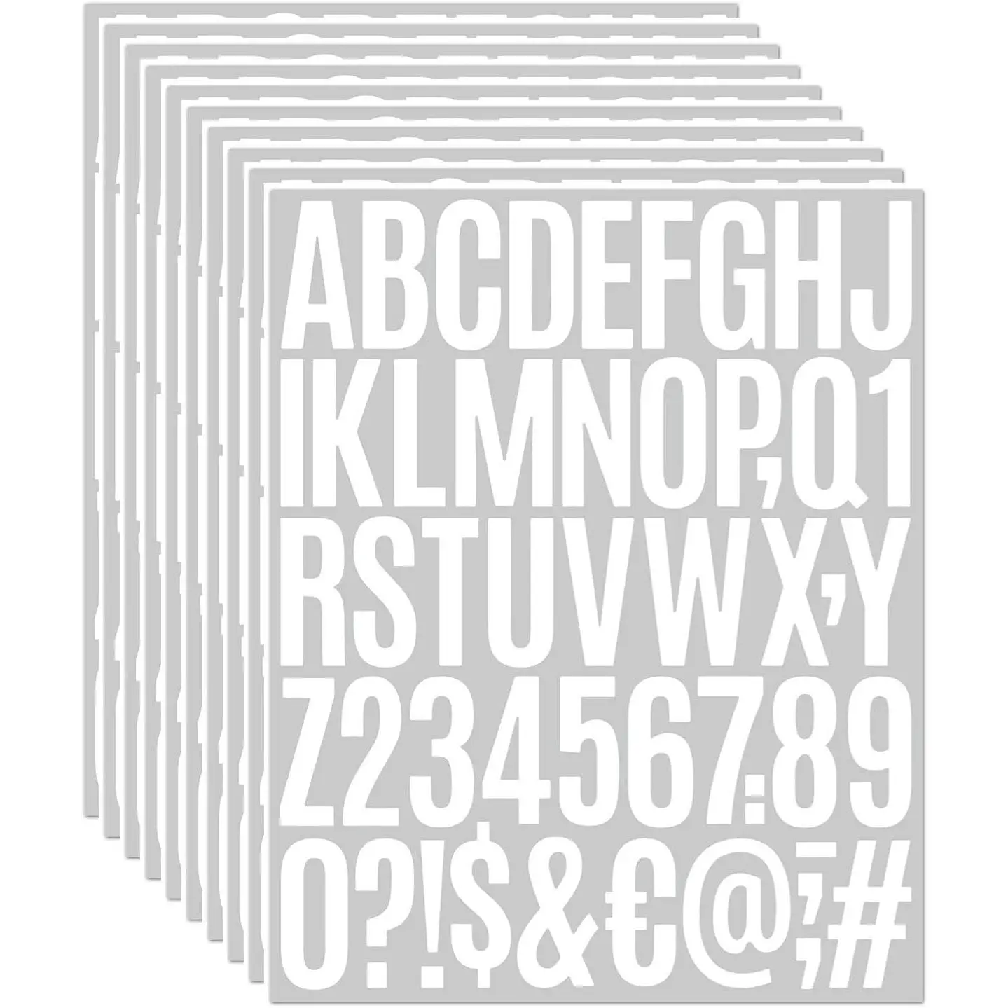 10 Sheets 500 count Vinyl Letter Stickers, 2 inch Self-Adhesive Alphabet Numbers Stickers  Mailbox Numbers Sticker Letters for Mailbox,Window, Door,,,Address Number(2 inch,White)