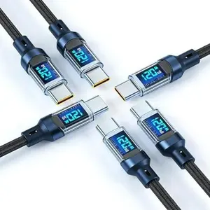 USB to USB-C Cable 6.6FT 120W Charger Cables with Display High Speed Type C Charger Cord Fast Charging for Phone (6pcs 1.5M/5FT)