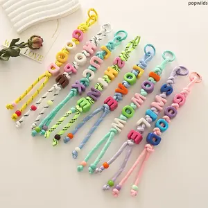 Personalized Trendy Letter Knot Bracelet - Hand-Woven Fashion All-Match Keychain Lanyard, Creative Braids Phone Strap for Bag & Cellphone Decor