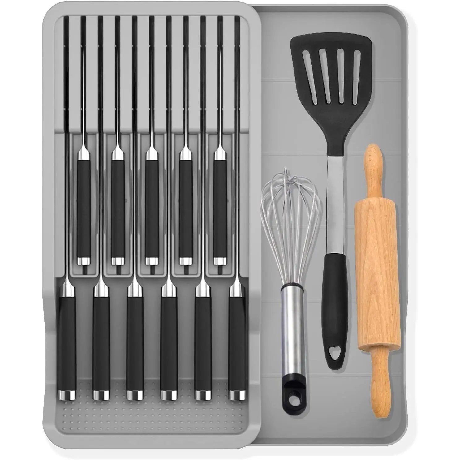 Expandable Drawer  Insert Organizer - Plastic  Storage Tray for Kitchen Drawers, Adjustable to Fit 11  & Utensils, , Ventilated, Space-Saving, Easy to Clean