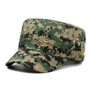 Men's Camouflage Flat Top Cap, Breathable Polyester Military Hat with Short Brim - Adjustable for Outdoor Wear