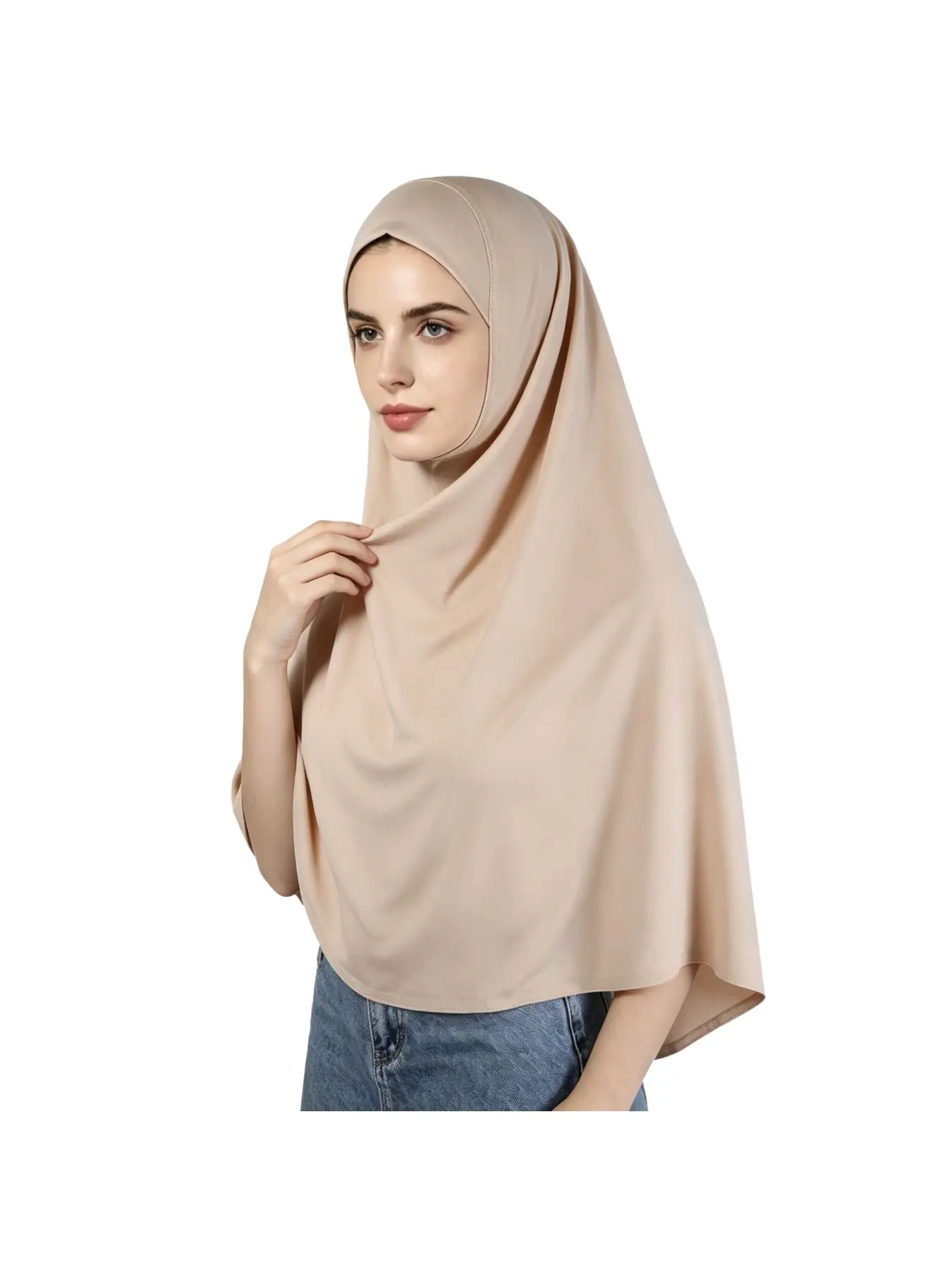 Ladies' headscarf, head wrap, double-layer round-edge headscarf, base cap, high-elasticity gauze scarf