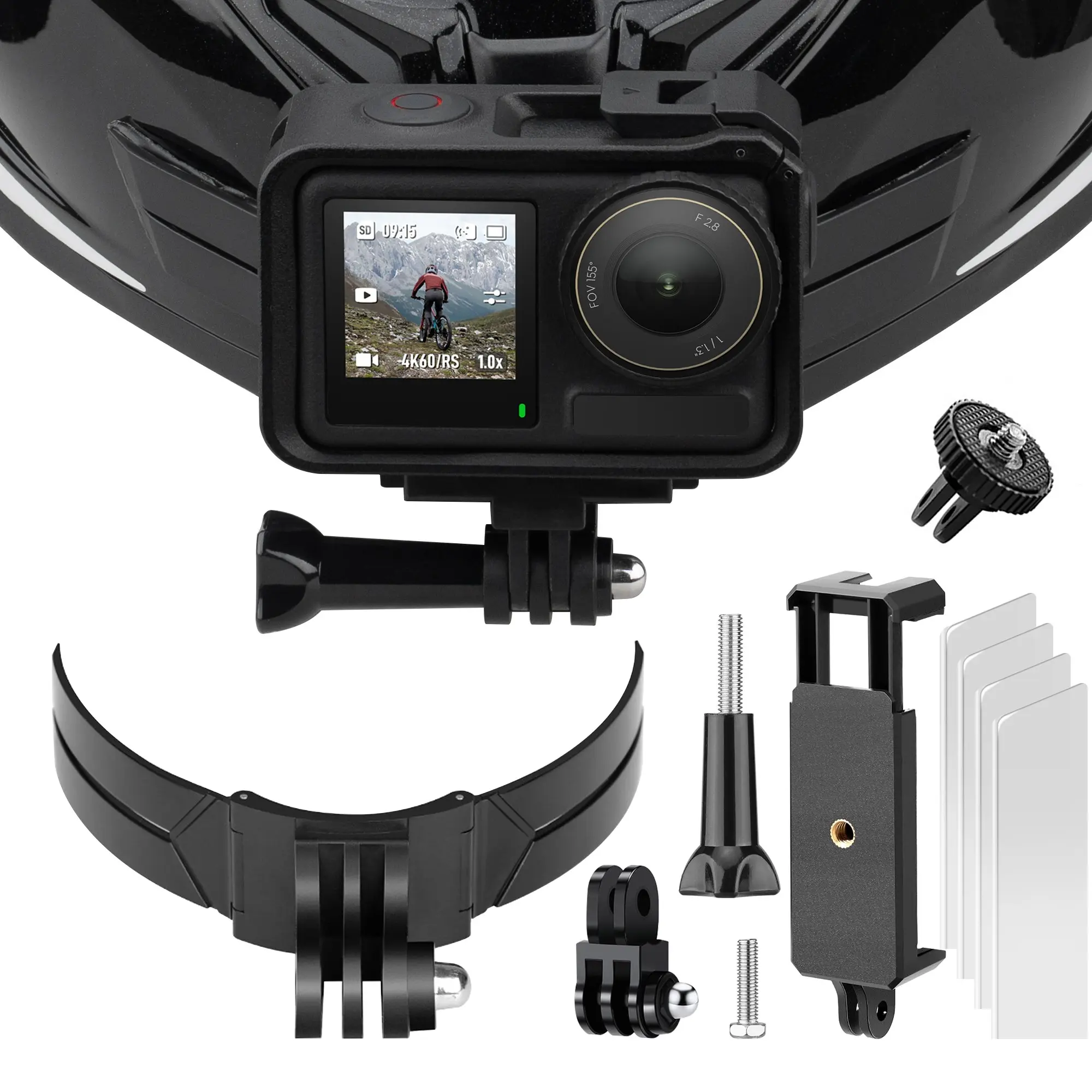 Sports Camera Hinge Mount, Motorcycle Helmet Chin Mount, Compatible with Dji Gopro, Secure Attachment for Action Cameras, Action Camera Accessories