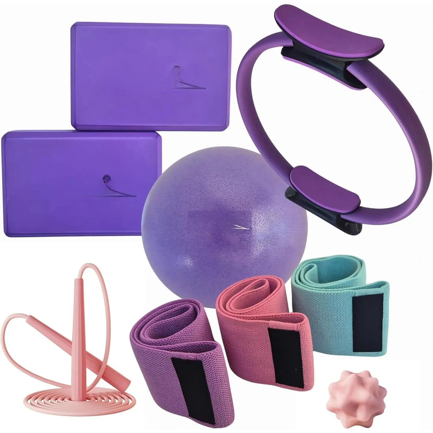 Yoga & Pilates Kit for Women - 9-in-1  & Studio Fitness Set with Yoga Blocks, Pilates Ring, Resistance Bands, Pilates Ball &  -  &  Workout Essentials for Yoga, Pilates & Stretching