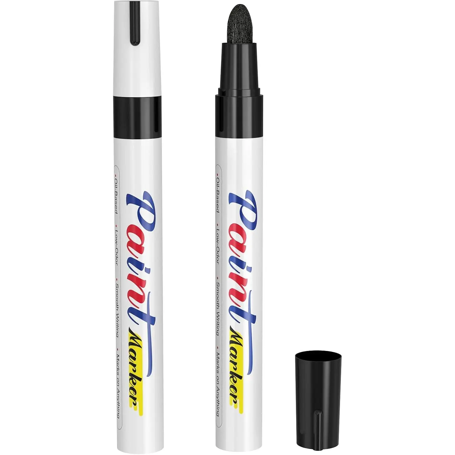 Black  Pens Permanent Markers 2 Pack, Oil Based  Markers | Quick Dry  Markers Medium Tip, for Tire, Metal, Plastic, Rock Painting, , Craft Art Supplies