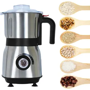 Electric Spice and Nut Grinder - 500W Kitchen Dry-Use Grinder with 3 Stainless Steel Blades, 1 Filter, 1 Brush (Black)