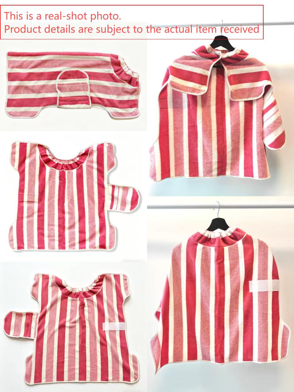 Quick-Drying Dog Bathrobe, 1-Piece Striped Pet Dressing Gown with Adjustable Belly Band, Super-Absorbent Super-Soft Fabric#GLOBAL PICKS