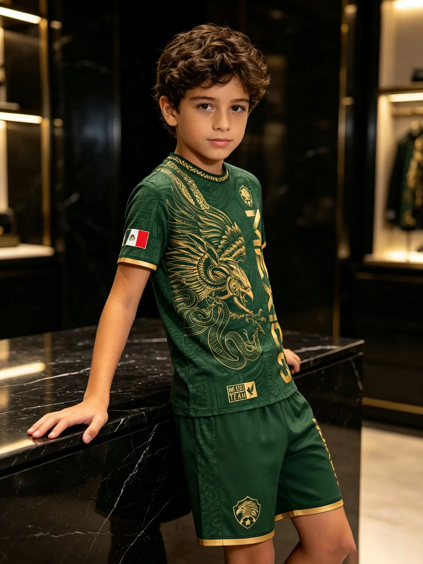 Eagle Print Soccer Set, Breathable Sweat-Wicking, Casual Tee & Shorts, Ideal for Shopping, Camping, School Daily Wear, Sportswear Outfit