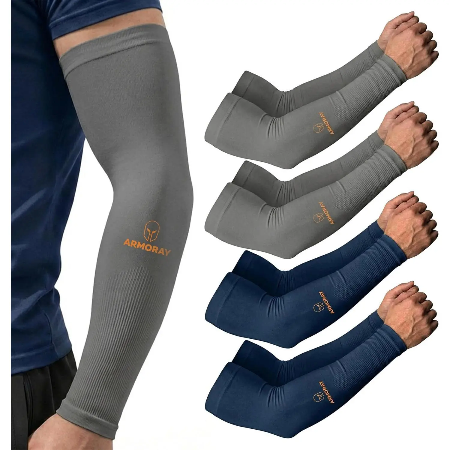 Unisex Cooling Compression Arm Sleeves, UPF 50+ UV Protection - Full Coverage Spandex Activewear for Hunting, Sports & Tattoo Cover Up, Armsleeve, Airflex Cooling Fabric, Full Arm Coverage, Silicone, Lifestyle