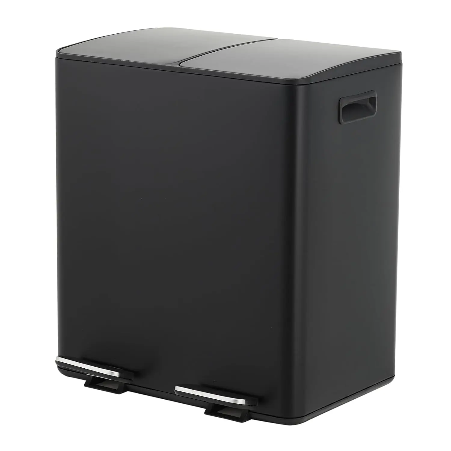 40L Dual Compartment Trash Can, Stainless Steel Kitchen Recycling Bin with Lid, Odor Control Soft Close Step Trash Can, Fingerprint Resistant Garbage Can with 2 Removable Inner Buckets