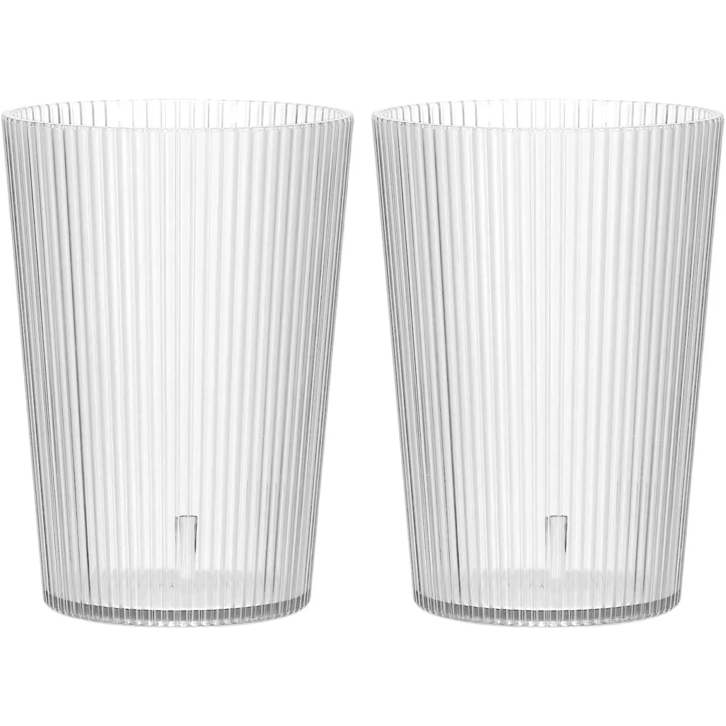 Clear Plastic  Drinking Glasses, 5.1oz Ribbed Drinking Glasses Set Plastic Water Cup Unbreakable Stackable for   Water Juice (Transparent, 2 count)