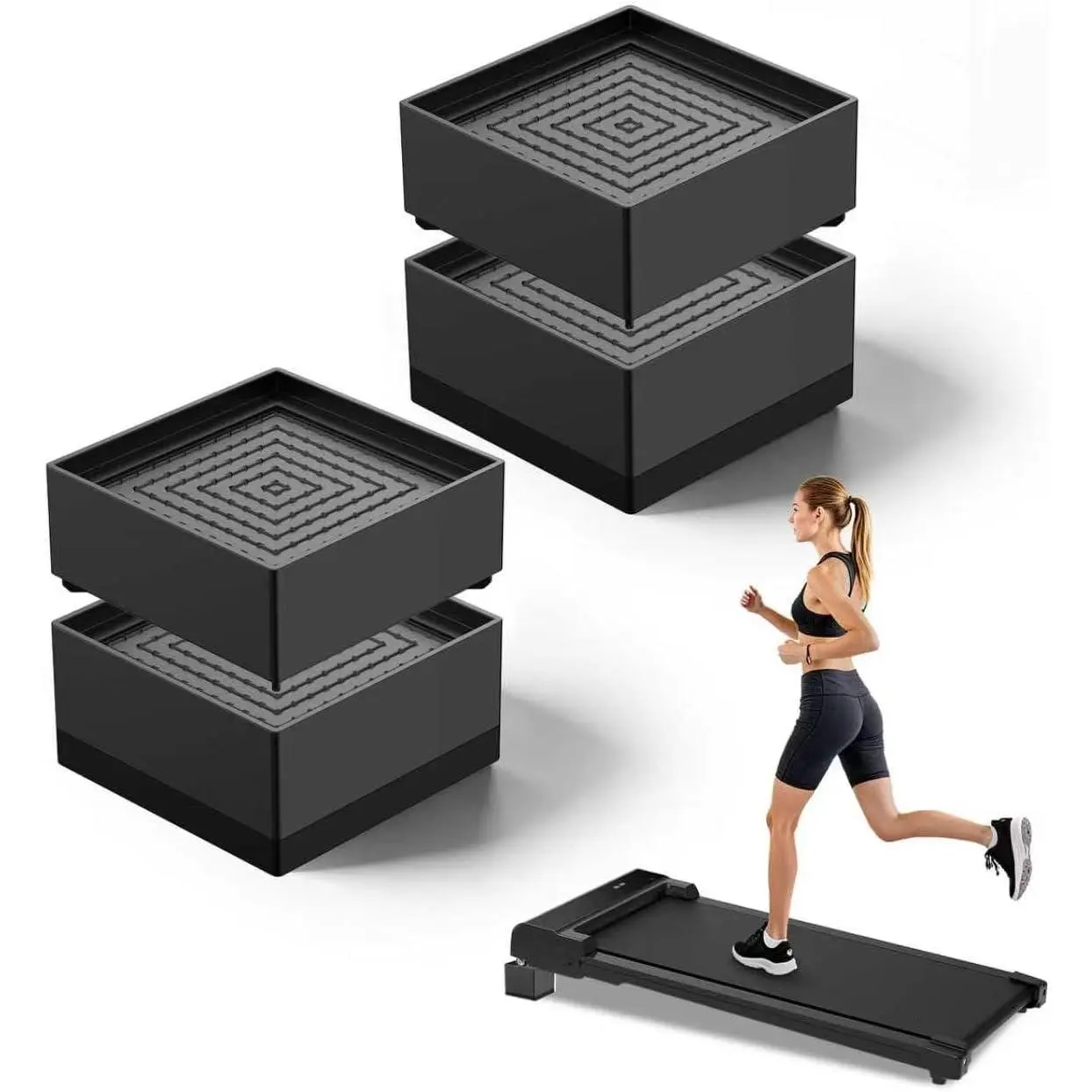 Larger Walking Pad Incline Blocks, Adjustable Height Treadmill Riser Incline Blocks, Fits Wheeled & Non-Wheeled Treadmills, Non-Slip Durable Incline Riser for Home & Gym