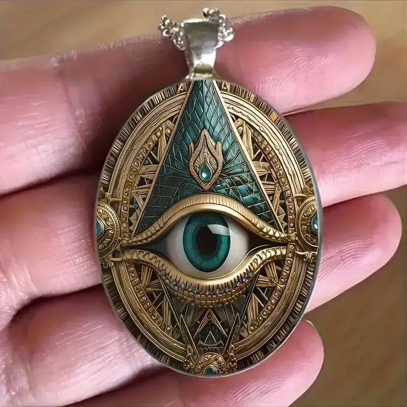 Necklace I Popular Gothic Spiritual Pendant Necklace, Antique All-Seeing Eye Occult Symbol Zinc Alloy Jewelry, Trendy Accessory Gift for Men Women Spiritual Lovers