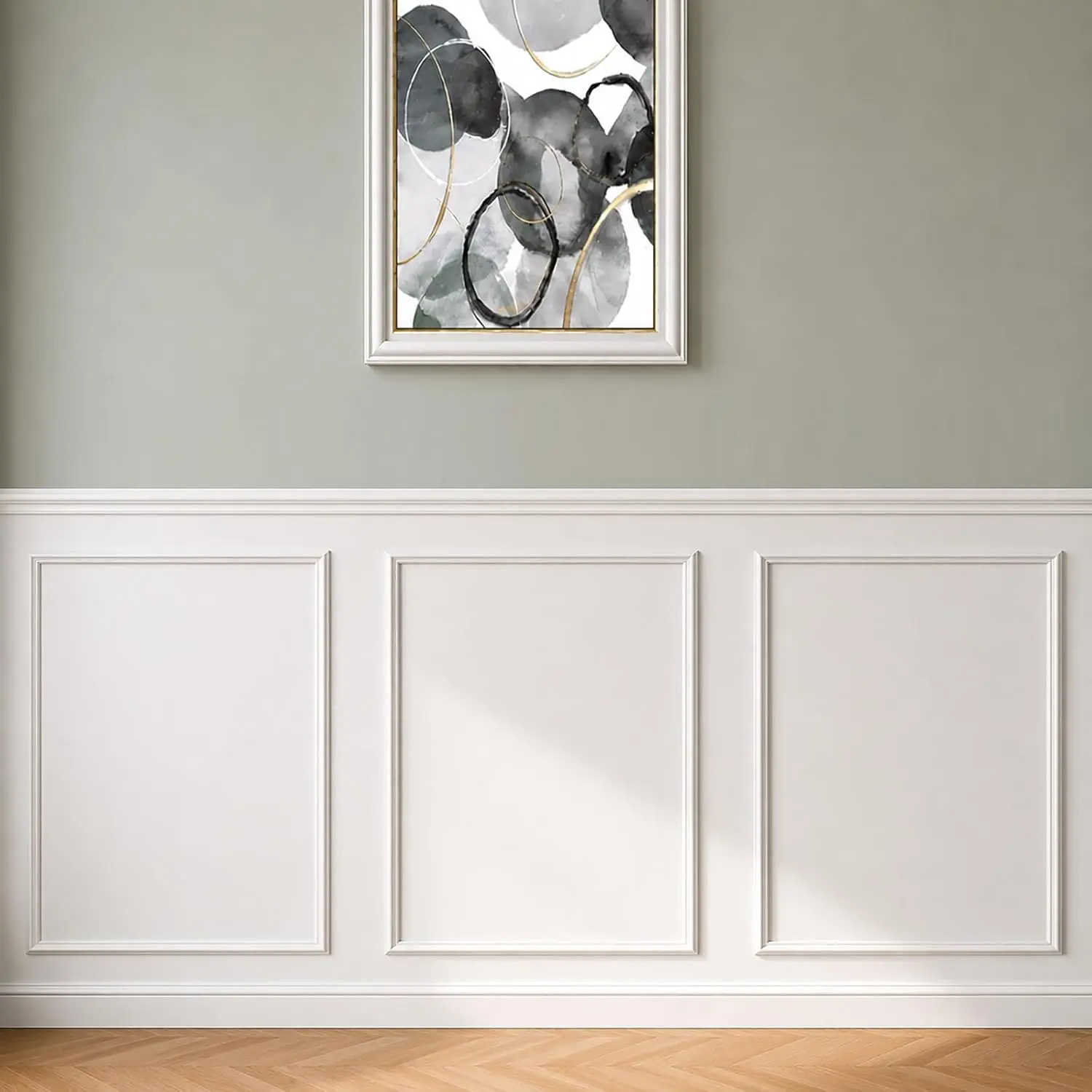 3 Set Peel and Stick Wall Molding Kit,Pre Cut Wainscoting Panels,24x32in | Self Adhesive,Paintable,PVC,Pre-Cut
