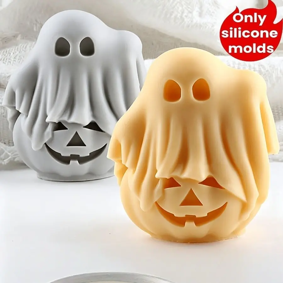 Halloween Ghost Pumpkin Silicone Mold, Resin, Gypsum, Wax, Soap, Clay, Epoxy, Cement Craft Supplies, Candle Molding Tool