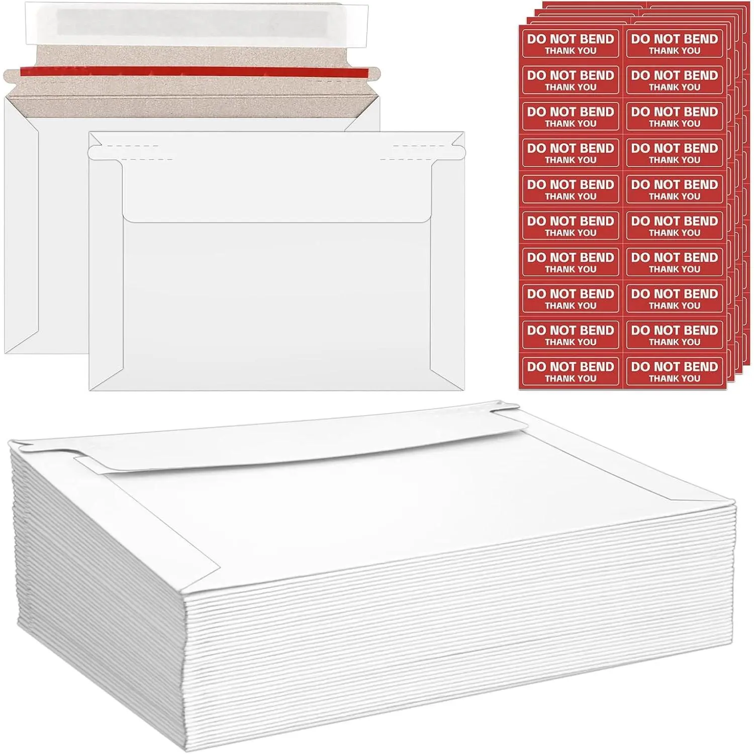 Rigid Form Protective Mailer Cardboard Envelope Pack - 20 Pack 6.5x4.5in Self-Seal White Blank Shipping Envelopes for Photos, Documents, Greetings Cards