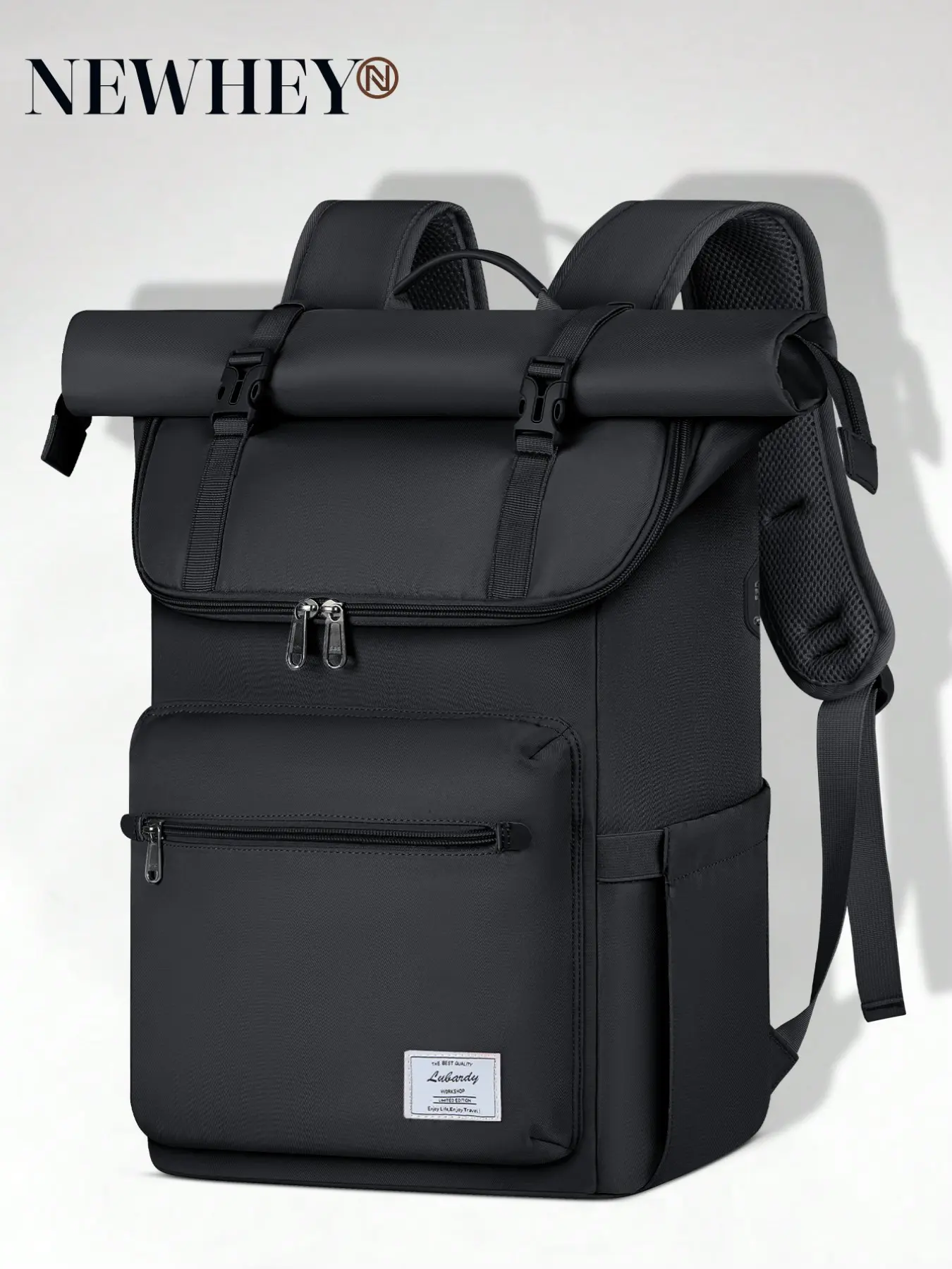 Rolltop Backpack for Men and Women, Waterproof Laptop Backpack 17 Inch, USB Charging Port, School Backpack, Zip Backpack, Casual Daypack for University, Work, Travel, Leisure