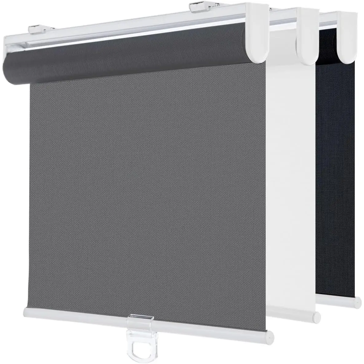 Cordless Light Filtering Roller Shades, Flame Retardant UV Protection Fabric Blinds, 25" W x 72" H Solar Grey for Home Office Windows