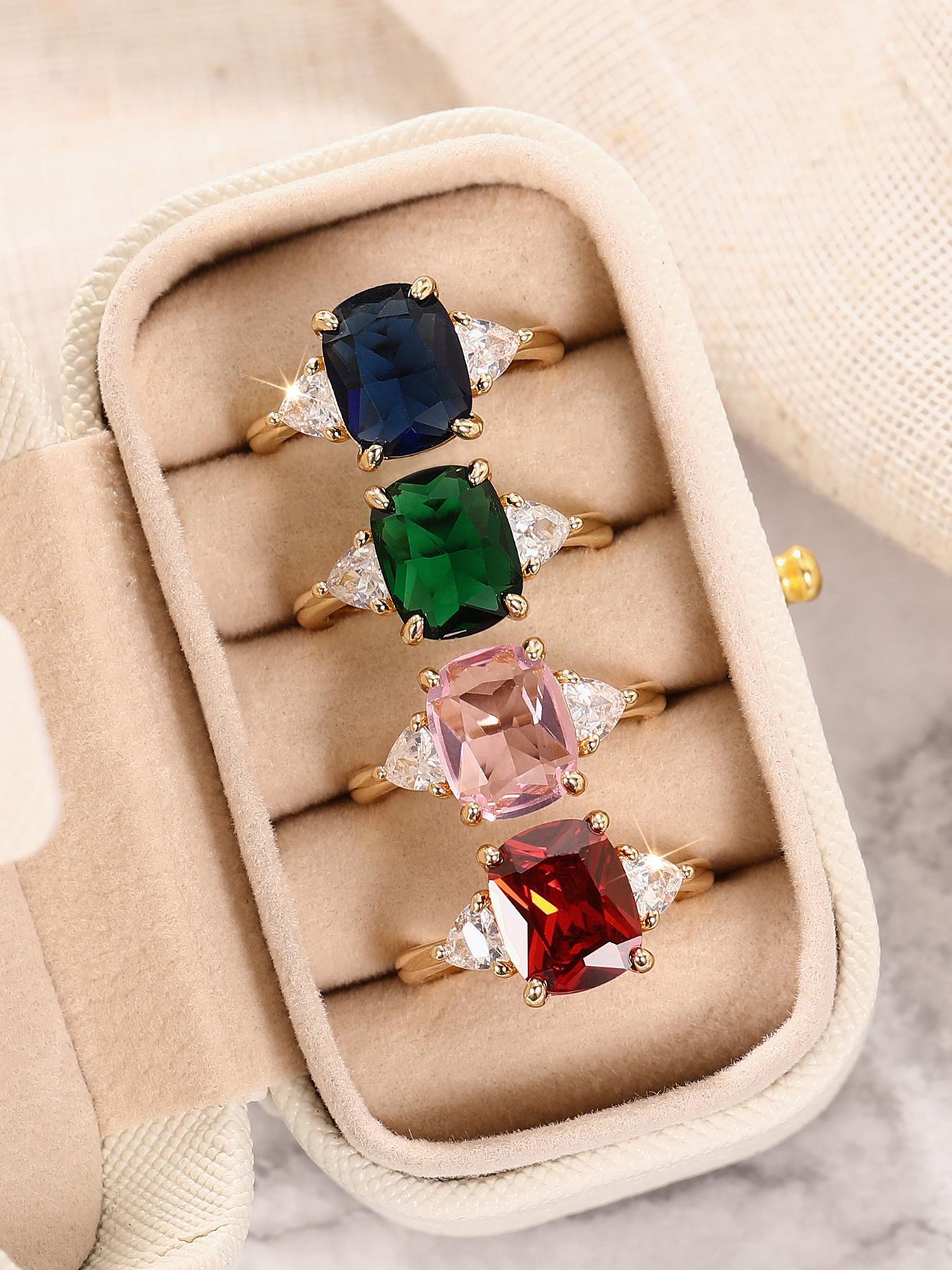 Women's Elegant Colorful Gemstone Decorated Ring, Marquise Cut Ring, Exquisite Trendy Ring, Fashionable Jewelry for Women As Engagement Anniversary Party Jewelry Gift, Wedding Anniversary Ring, Bridal Engagement Jewelry