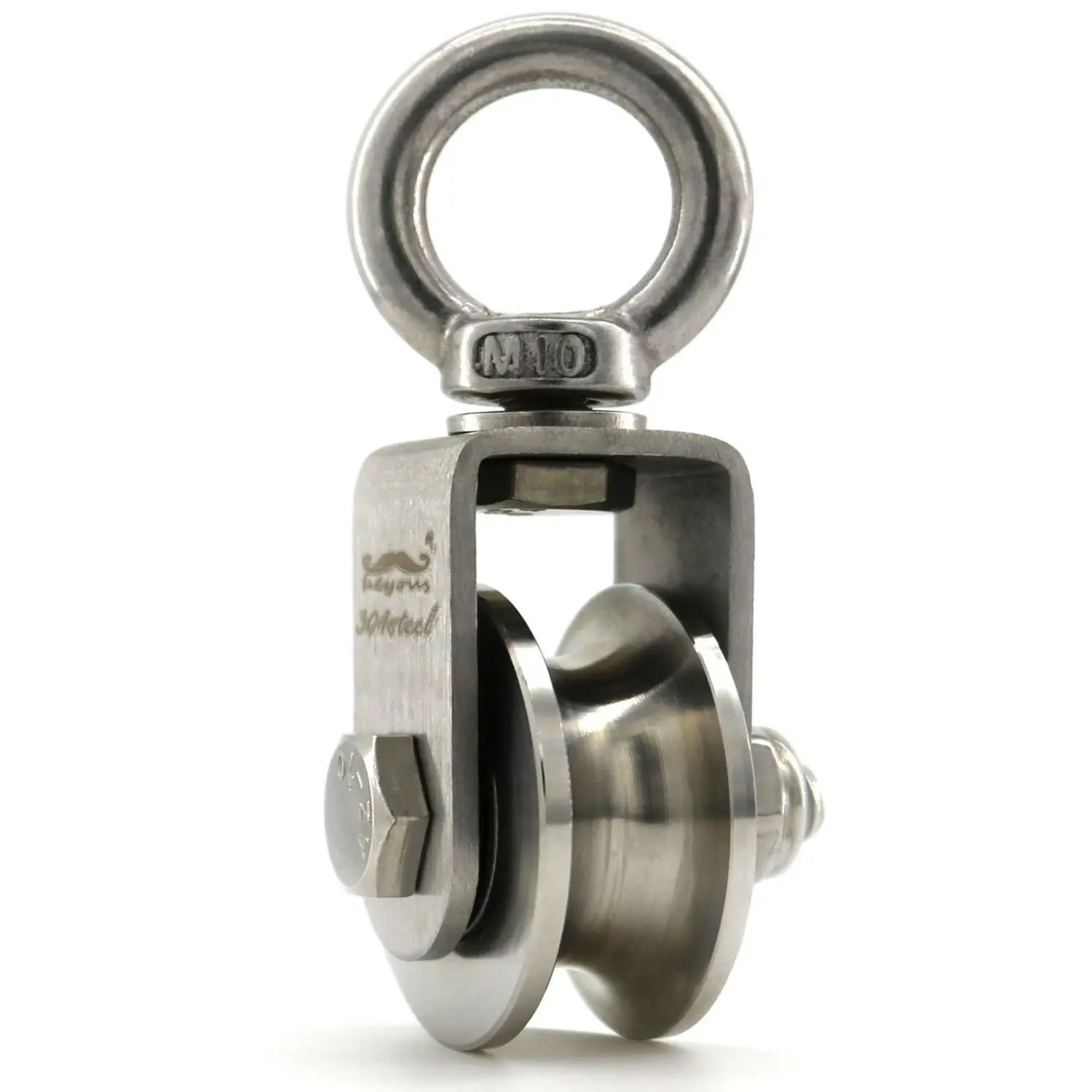 1-Pack Outdoor U-Type Swivel Pulley, 304 Stainless Steel, Duplex Bearing, Super-Silent, Detachable, 360-Degree Rotation, Heavy-Duty Traction Wheel, 800lbs Load Capacity