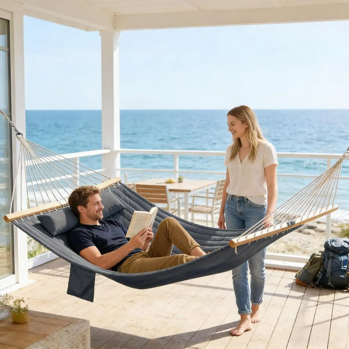 Aobtkel Double Garden Hammock - Outdoor Patio & Balcony Furniture Hammock