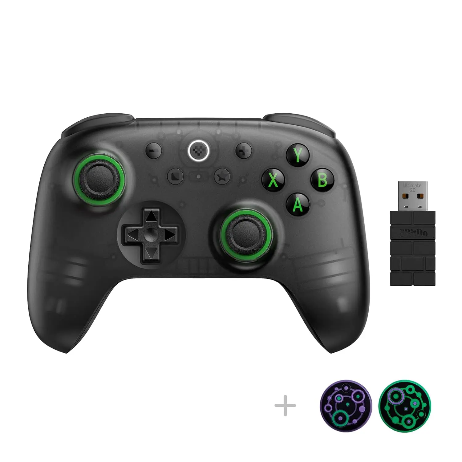Ultimate 2C Hall Effect Joysticks and Hall Triggers Wireless Controller for Windows PC and Android, with Remappable L4/R4 Bumpers, Turbo function & Rumble vibration (Transparent Black)