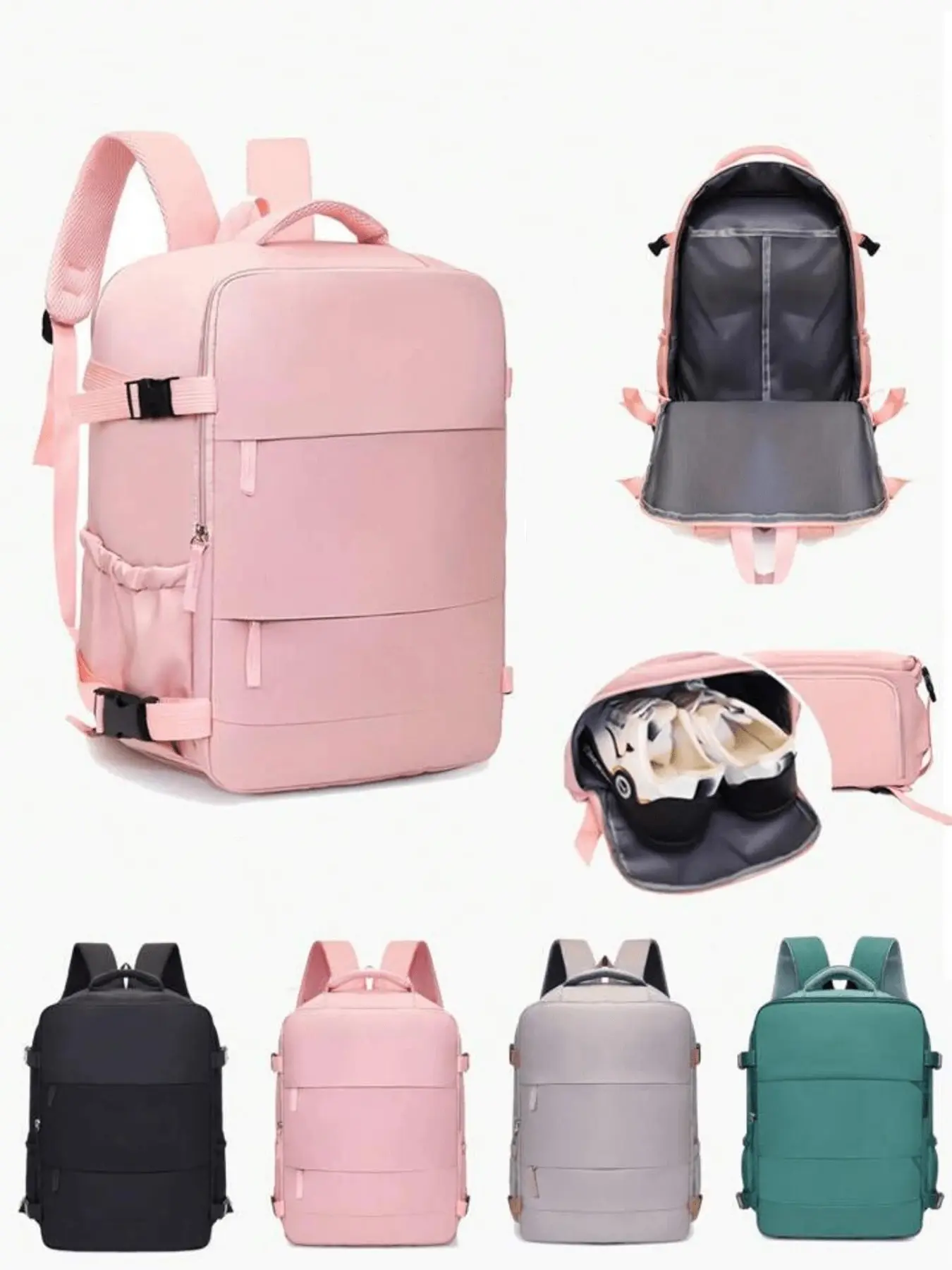 Multi compartment large capacity travel backpack, with independent shoe compartment partition storage, multi-layer zippered pockets for small items, suitable for short distance travel, campus school, Casual Lightweight Backpack, College Backpack