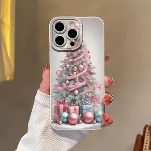 New Elegant Premium Pink Christmas Tree Creative Hot-Selling Phone Case - Compatible with iPhone 17 Air/17/16e/7/8/XR/XS/X/11/12/13/14/15/16/Pro/Pro Max/Plus, Shockproof Full Protection Phone Case/Printed Phone Case/UV Phone Case/New Phone Case, Gift