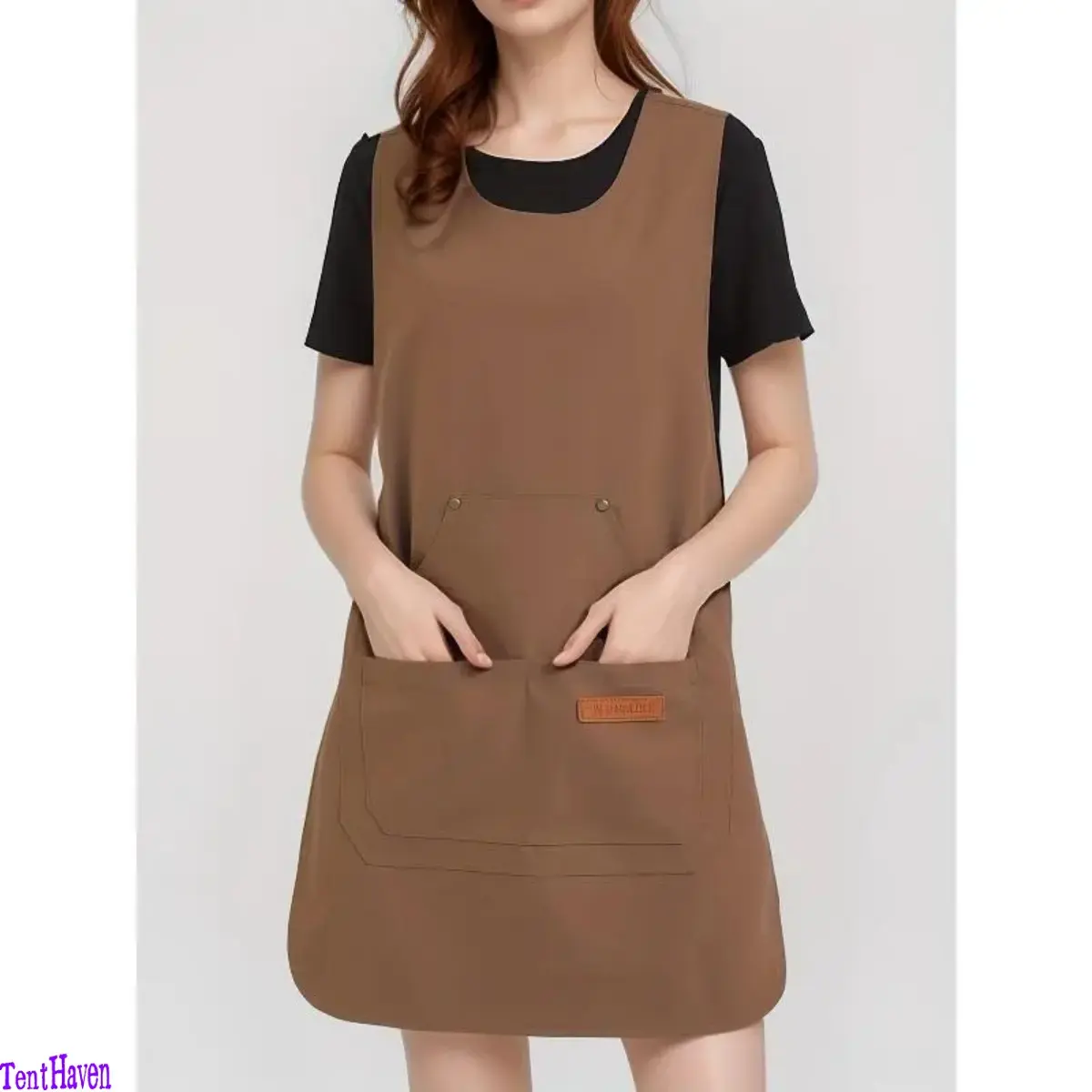 Waterproof Half Waist Apron for Women, Multi-Pocket Short Kitchen Waist Apron, Adjustable Server Apron Suitable for Cooking, Dishwashing, Gardening & Restaurant Work