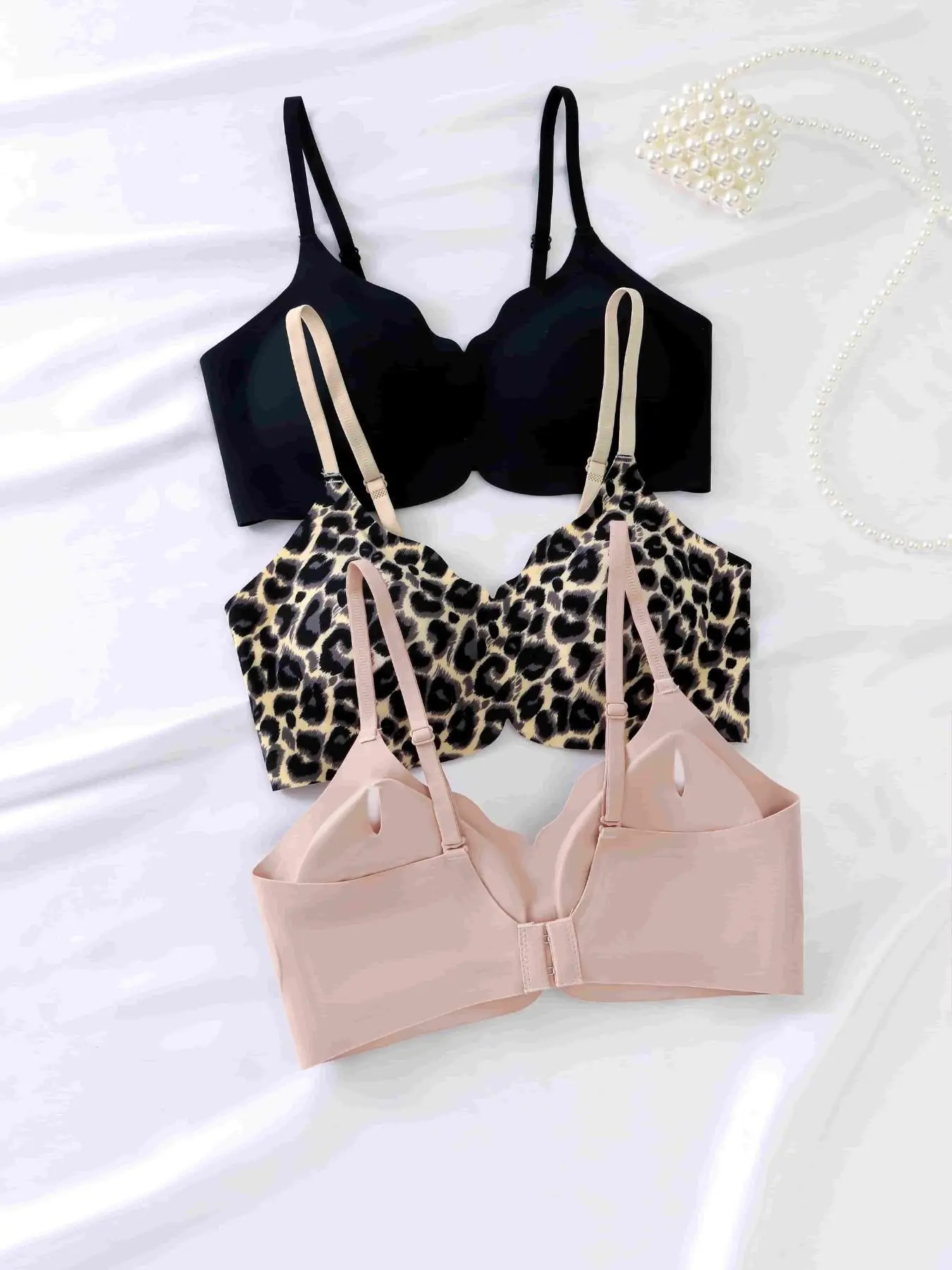 3-Pack Women's Wireless Bra, High-Quality Jelly Gel, Comfortable and Sexy, Simple Style, Elegant, Push-Up Lingerie, All Seasons