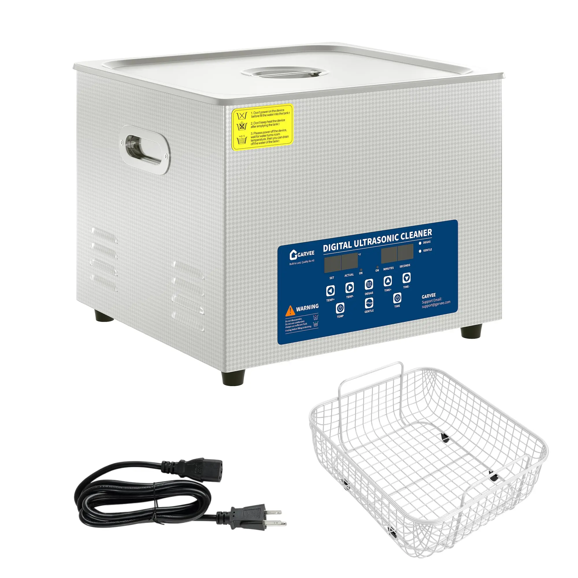 Professional Stainless Steel Ultrasonic Cleaner (6L/10L/22L) - 40kHz Efficient Digital Model with Corrosion-Resistant Tank, Adjustable Timer, Heating Functions, Basket for Deep Cleaning Laboratory & Industrial Parts