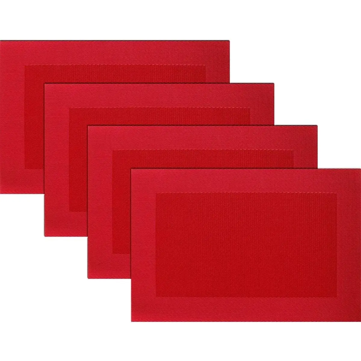 Vinyl Placemats for Dining Table, Heat-Resistant Tableware, Washable Easy-Clean Plastic Placemats (Set of 4, Red)