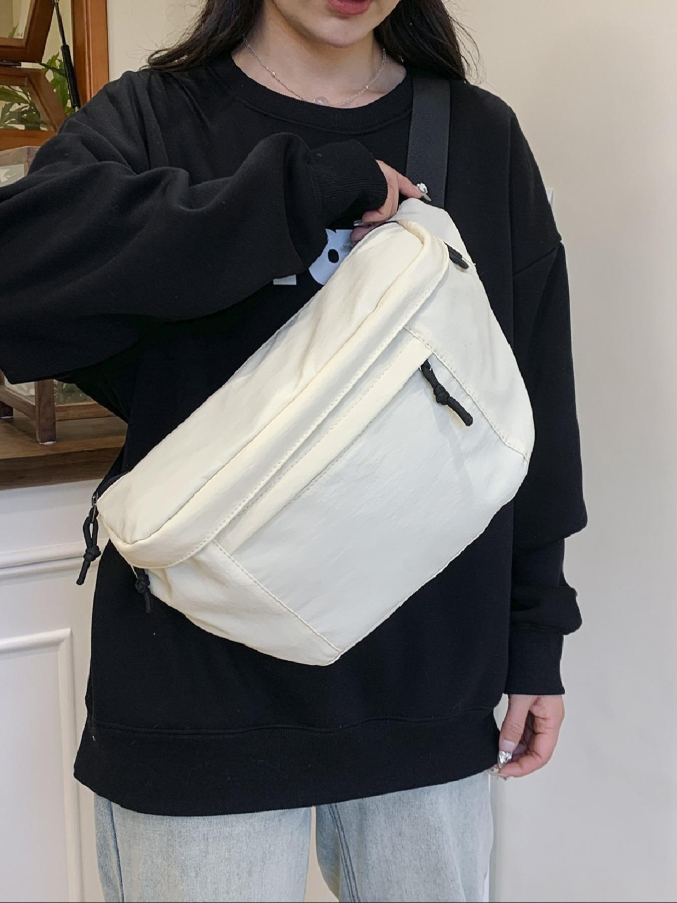 Women's Fashionable Large Capacity Embossed Textured Zipper Belt Bag, Casual Commuter Versatile Plain Fanny Packs, Simple All-match Bum Bag Women's Fashionable Large Capacity Embossed Textured Zipper Belt Bag, Casual Commuter Versatile Plain Fanny Packs, Simple All-match Bum Bag