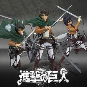 Attack on Titan Figure Max Factory figma Mikasa Ackerman Eren Yeager Levi Ackerman PVC Action Figure Toy Game Collection Doll