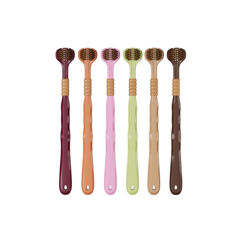 6 ergonomic three sided soft bristled toothbrushes with anti slip handles suitable for adult gum care, perfect Christmas gift for a healthy smile