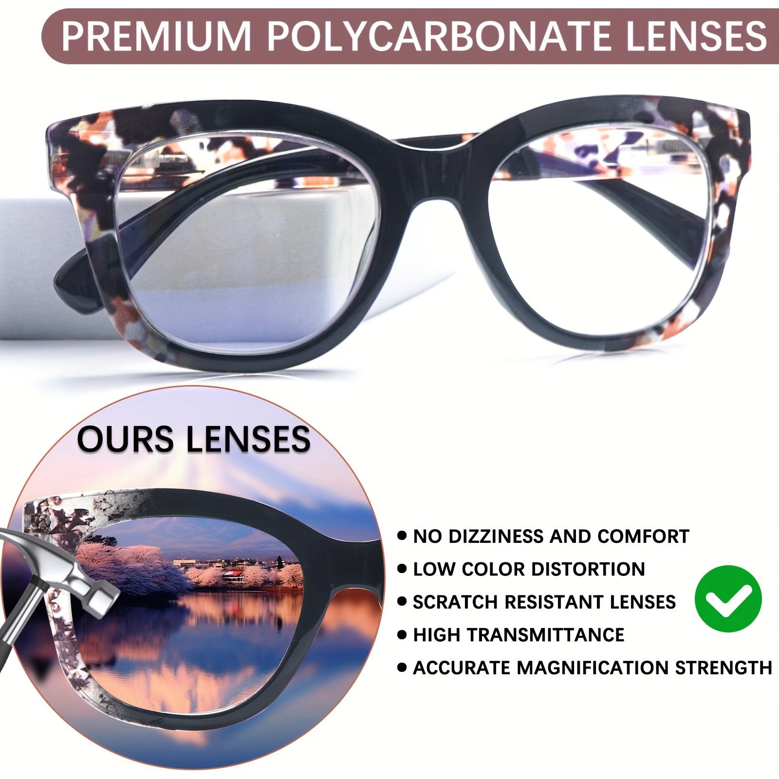 DEAAOK 3-Pack Fashionable Reading Glasses Blue Light Blocking Square Computer Readers For Women Dpring-Loaded Hinge