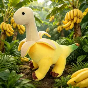 Peeled Banana Brontosaurus Plush Toy, Soft Fruit Dino Stuffed Animal Doll, Fun Gift for Kids, Cute Dinosaur Plushie for Children